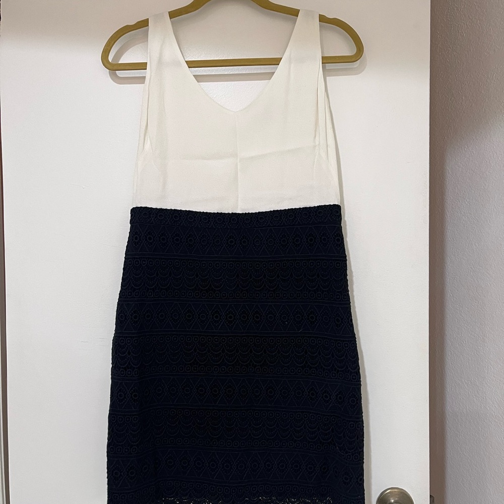LOFT White and Black Lace Dress
